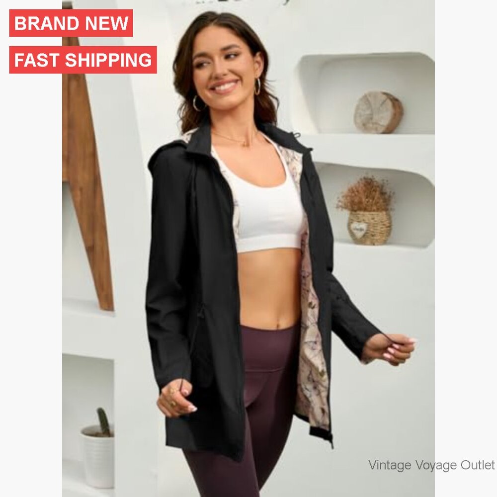 Long Lightweight Waterproof Rain Jacket Hooded Wi… - image 5